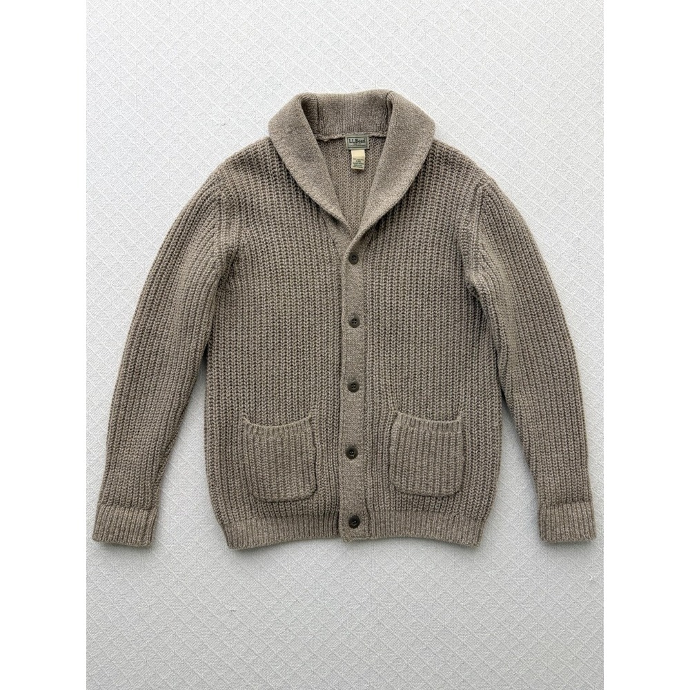 L.L.Bean Classic Ragg Wool Shawl Collar Cardigan Sweater 100% Lambswool Mens M